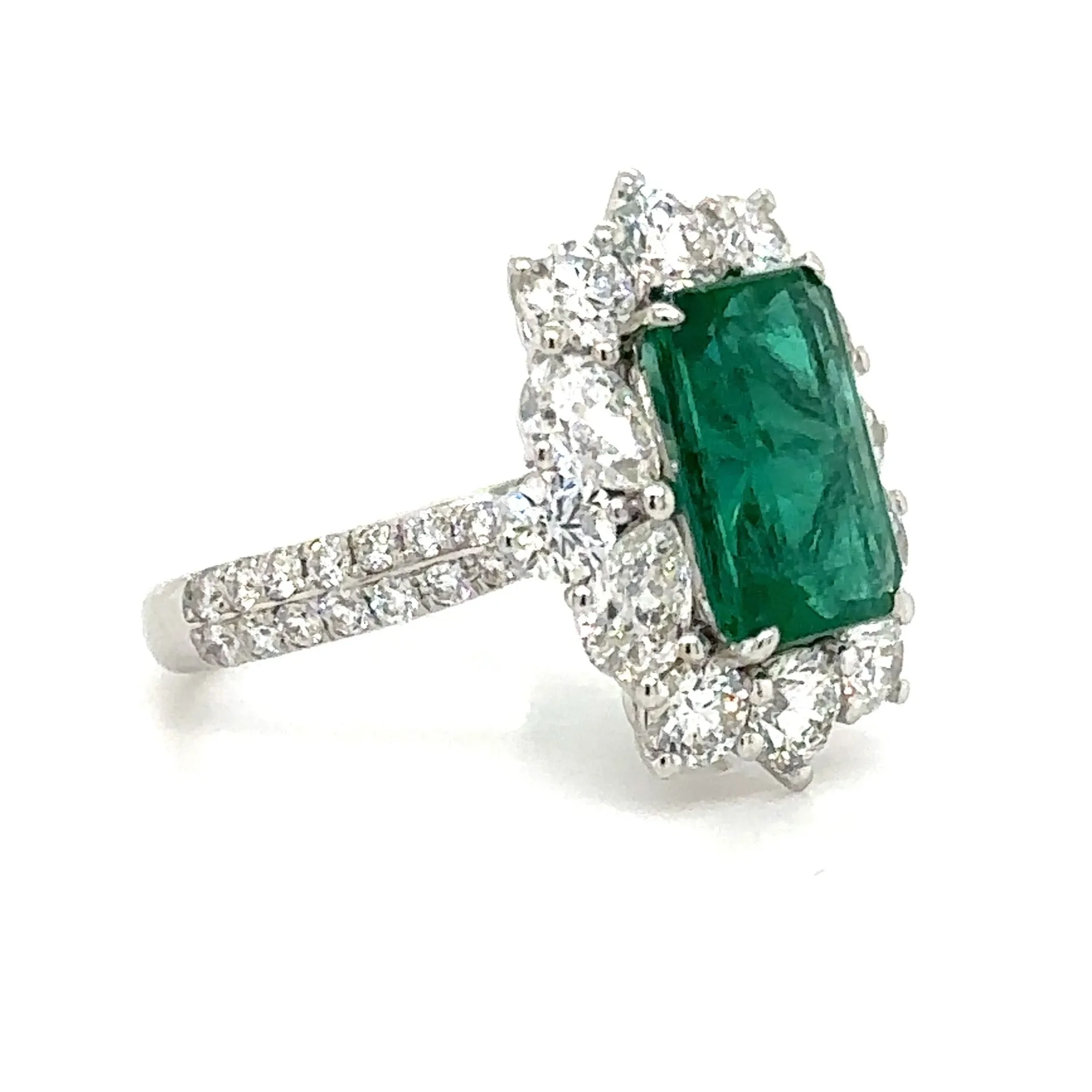 5.12carat Emerald and Diamond Statement Ring
