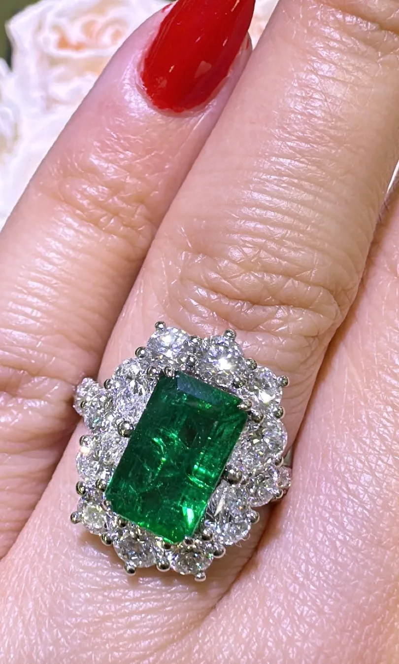 5.12carat Emerald and Diamond Statement Ring
