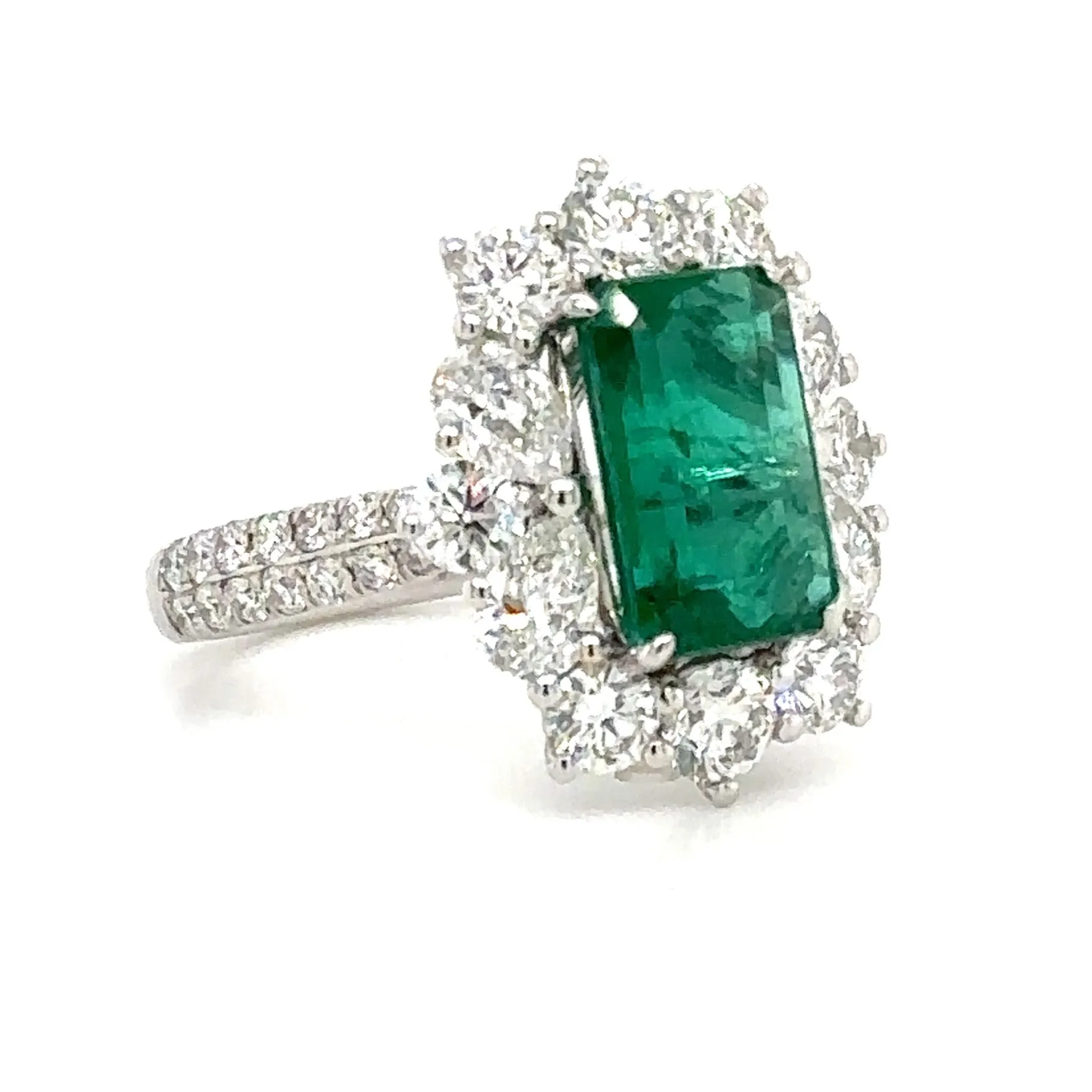 5.12carat Emerald and Diamond Statement Ring
