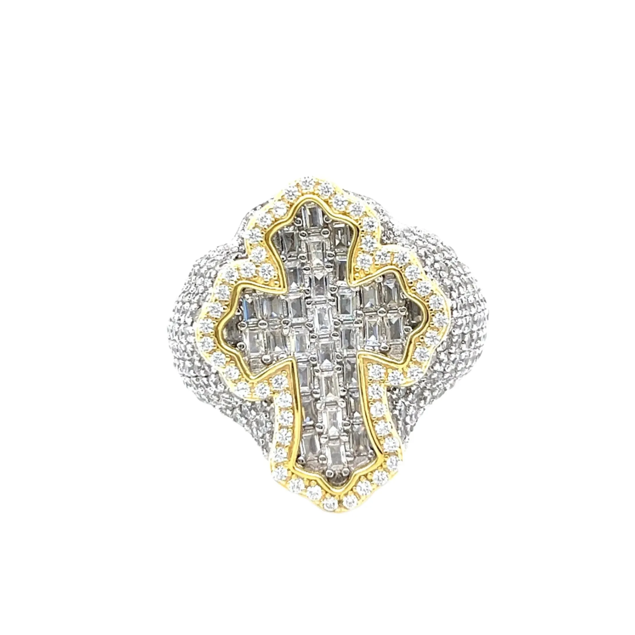 925 Sterling Silver Cubic Zirconia Cross Ring - C106279