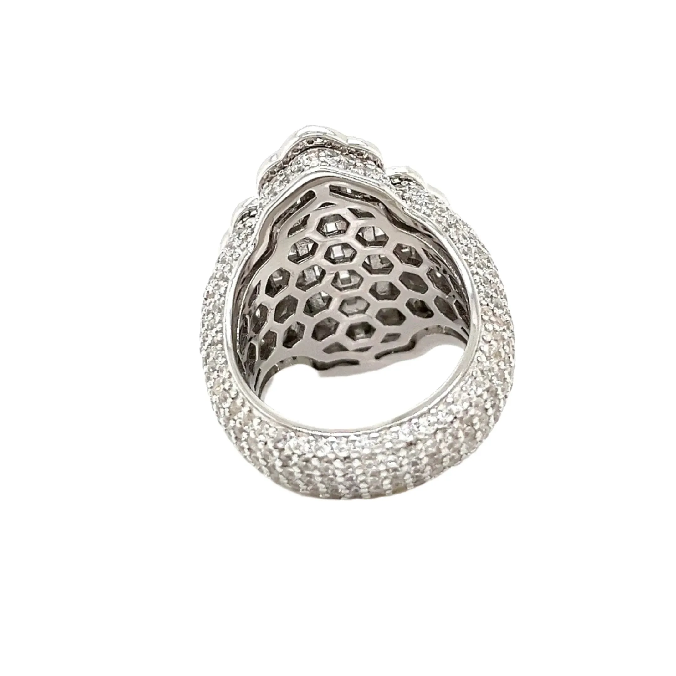 925 Sterling Silver Cubic Zirconia Cross Ring - C106279
