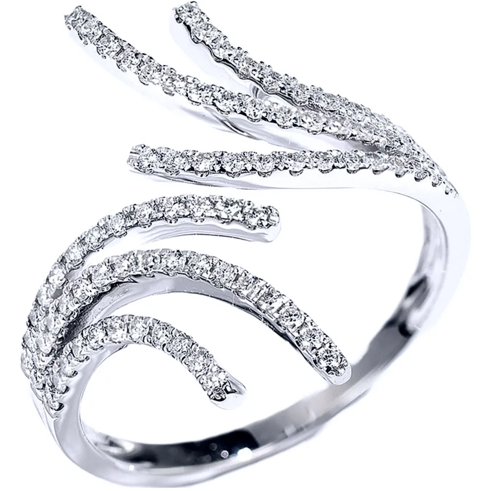 Abstract Curve Wave Diamond Open Ring