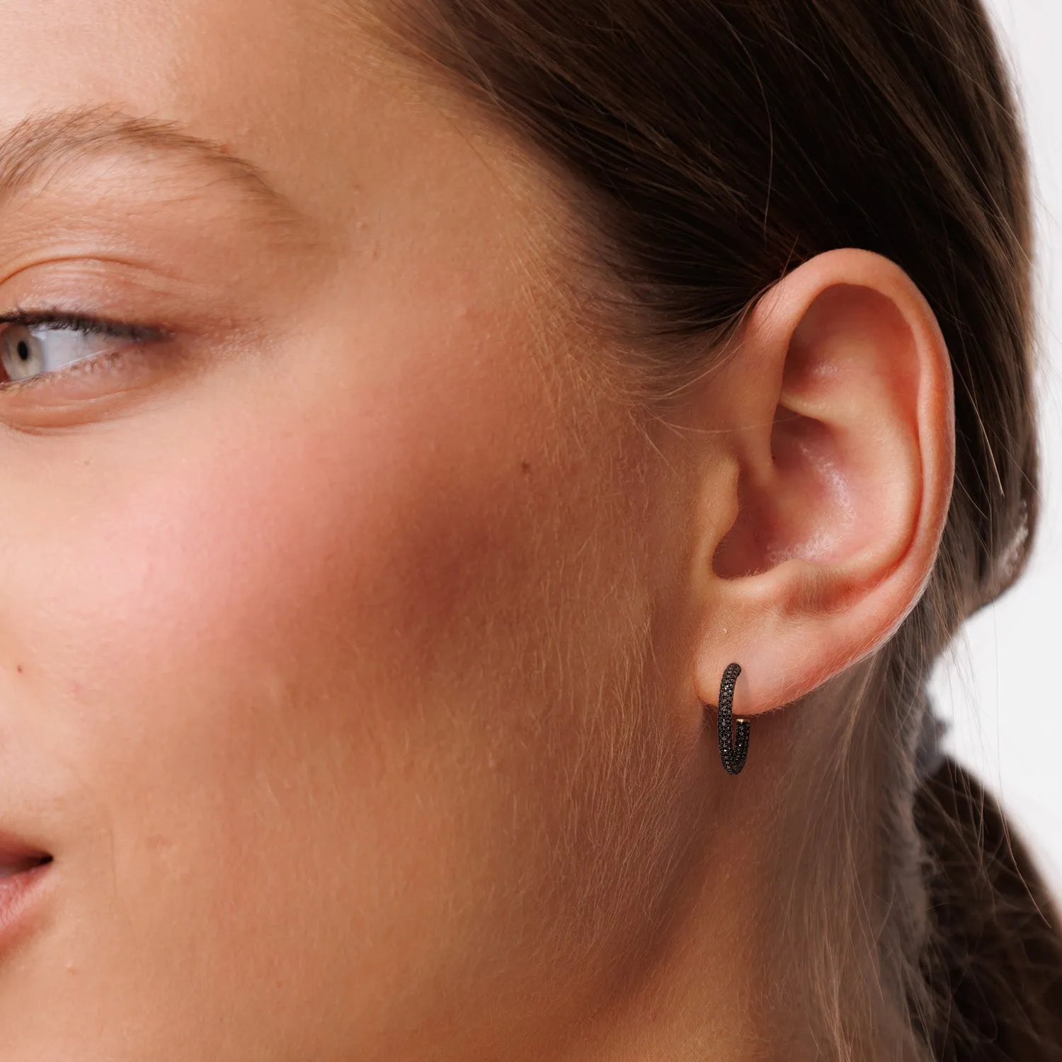 Abyssal - 4 Carat Hoop Natural Black Diamond 3-Sided Earrings