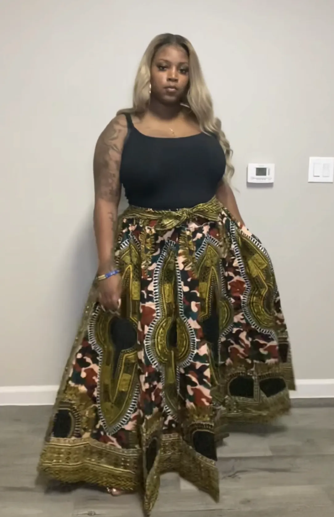 African Print Dashiki Maxi Skirt
