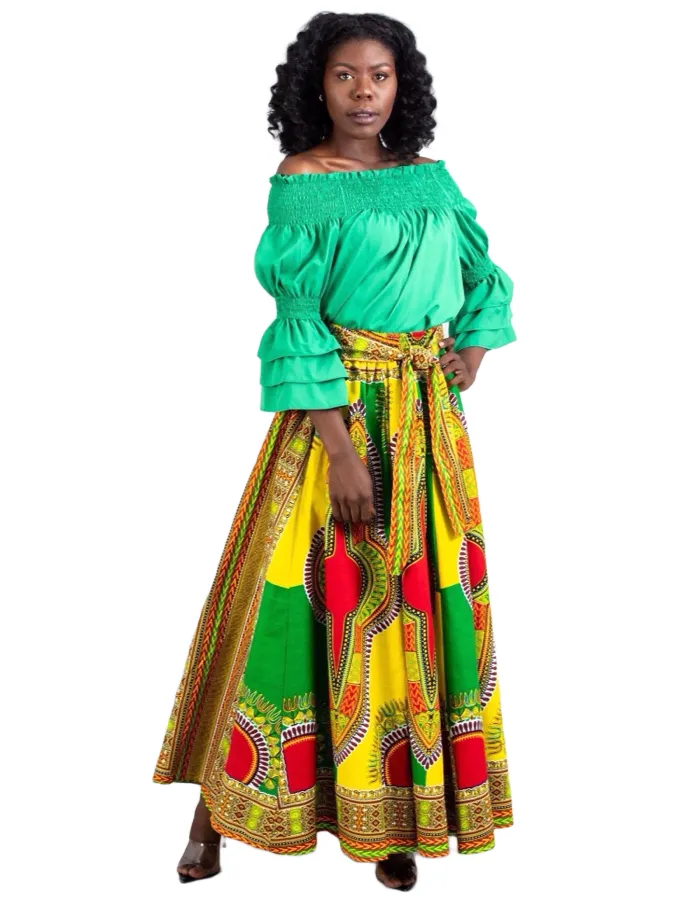 African Print Dashiki Maxi Skirt