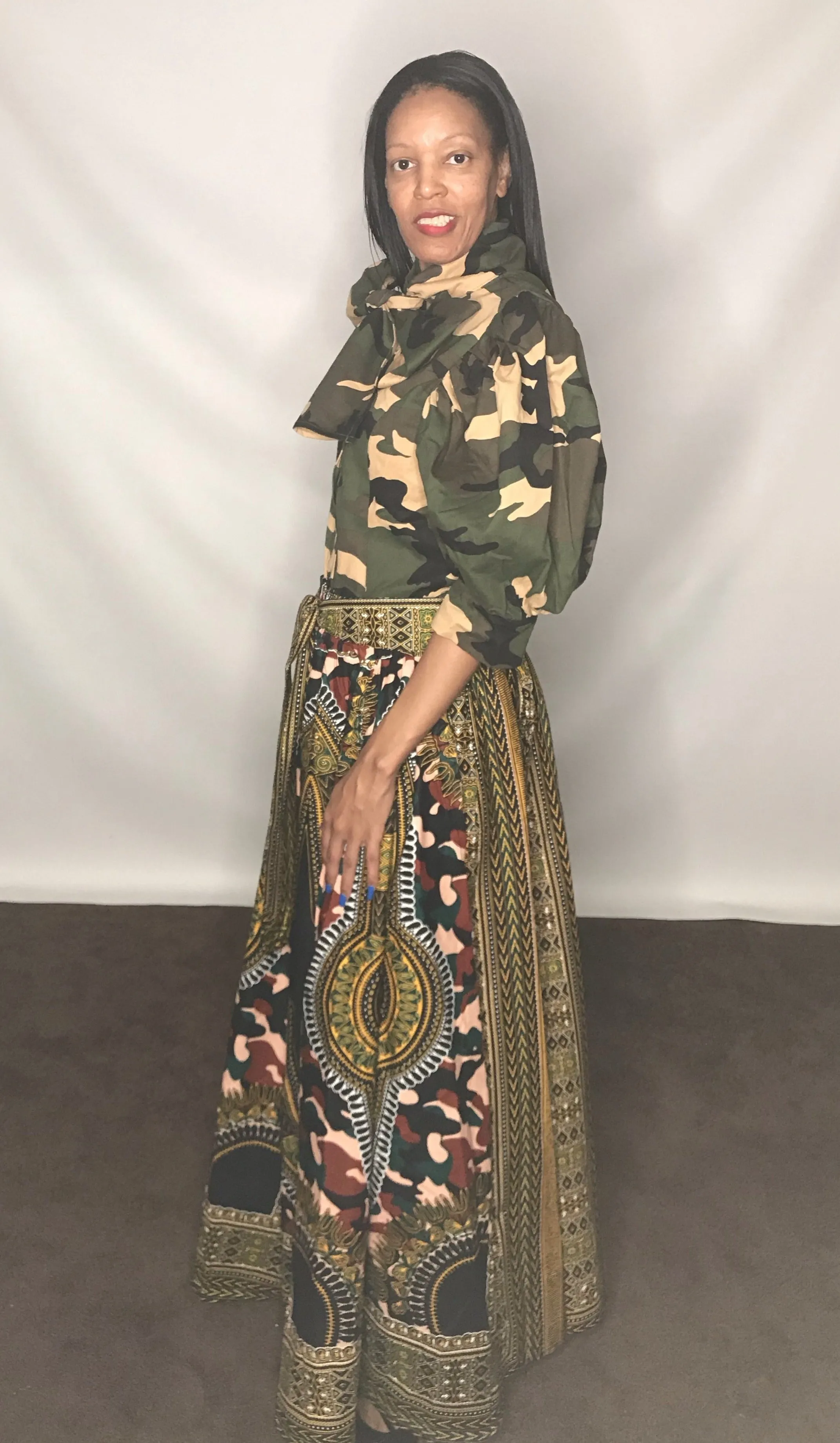 African Print Dashiki Maxi Skirt