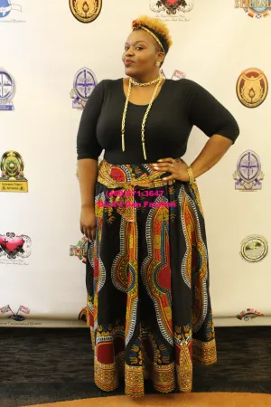 African Print Dashiki Maxi Skirt