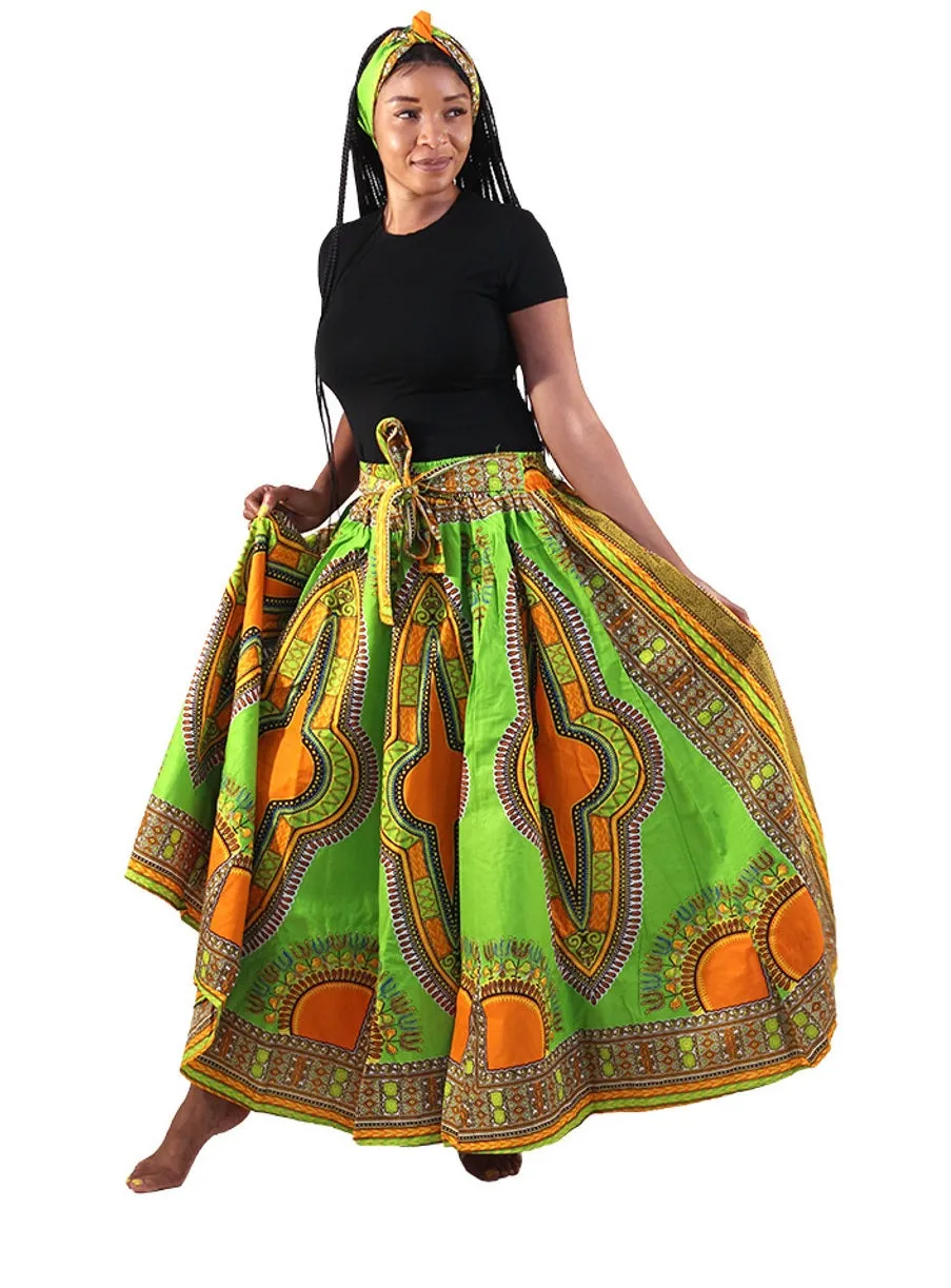 African Print Dashiki Maxi Skirt