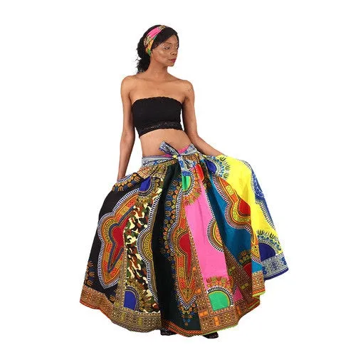 African Print Dashiki Maxi Skirt