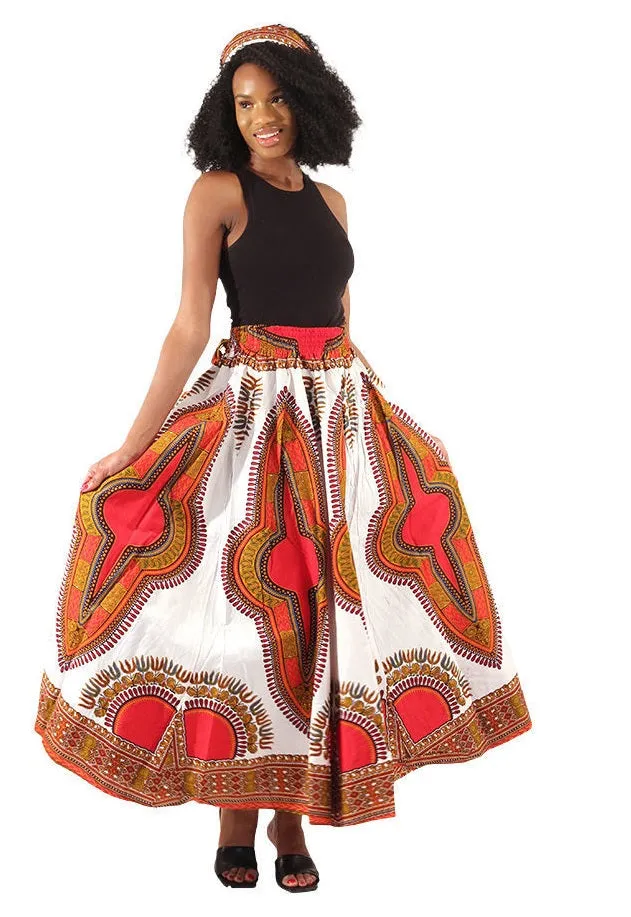 African Print Dashiki Maxi Skirt