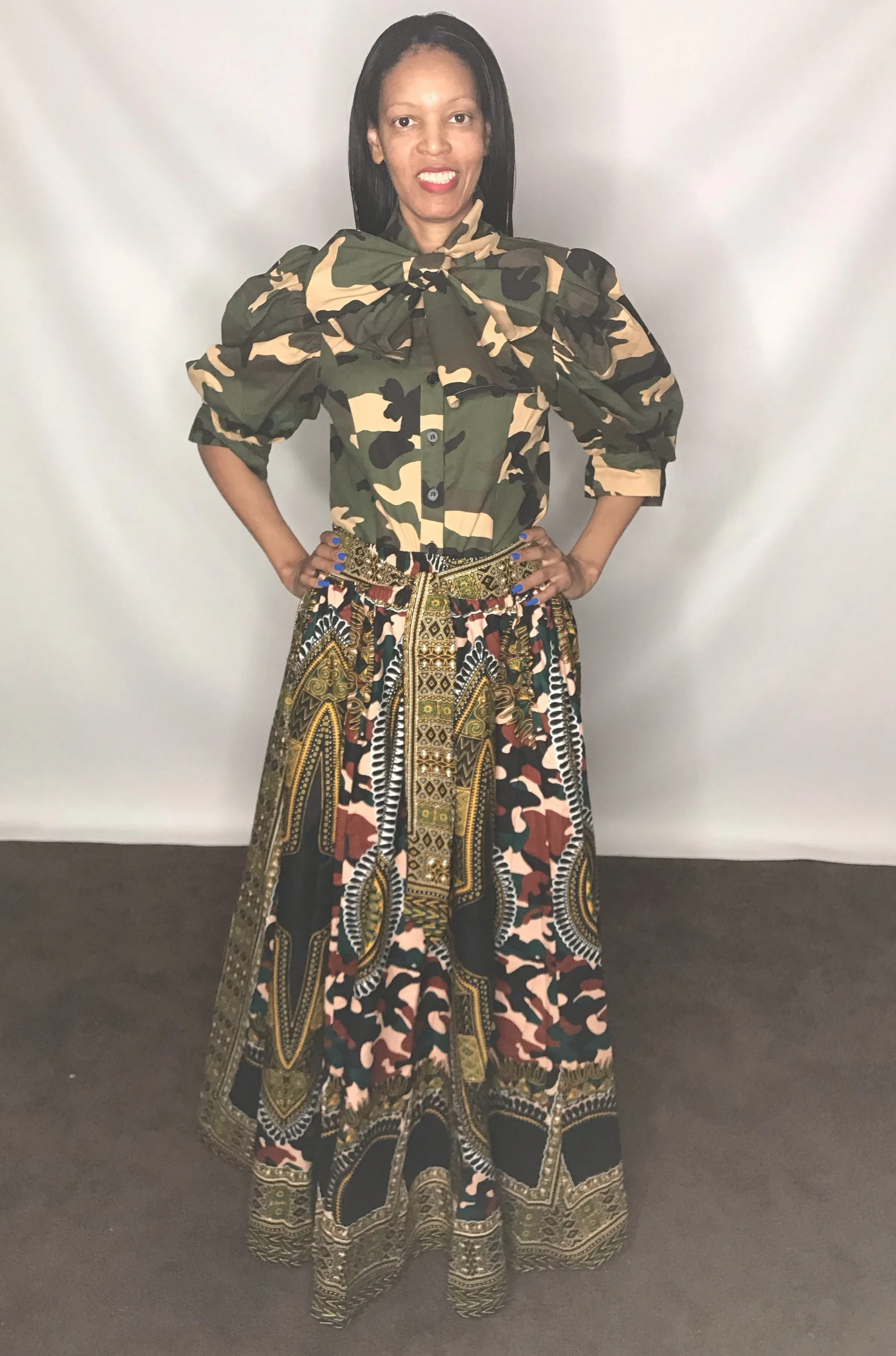 African Print Dashiki Maxi Skirt