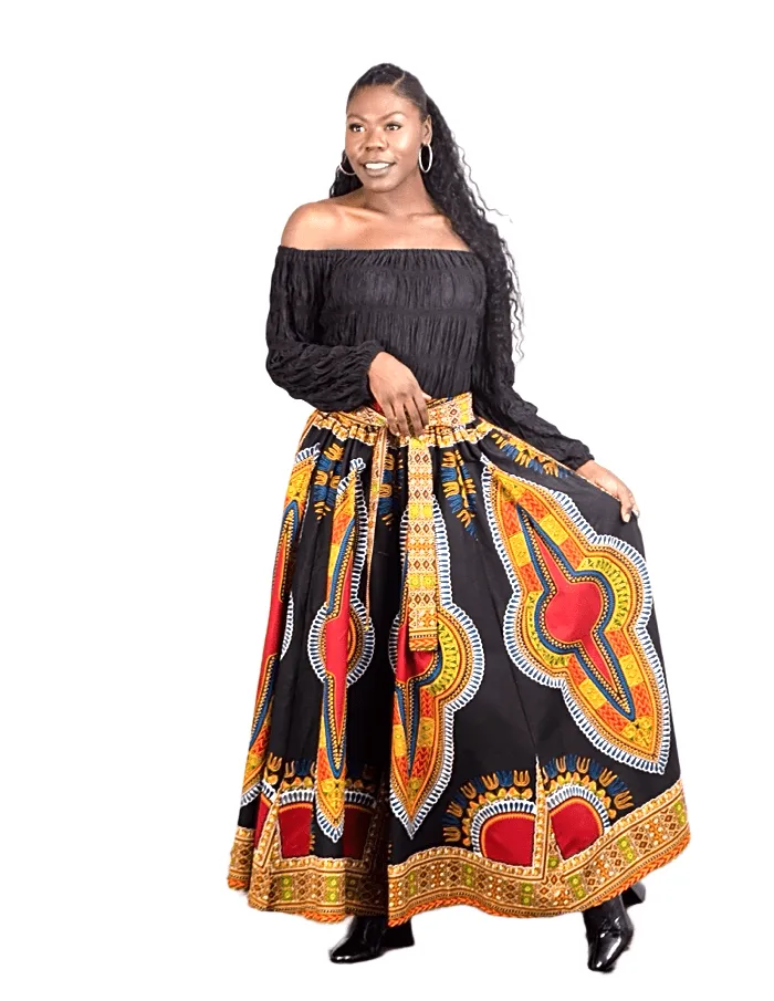 African Print Dashiki Maxi Skirt