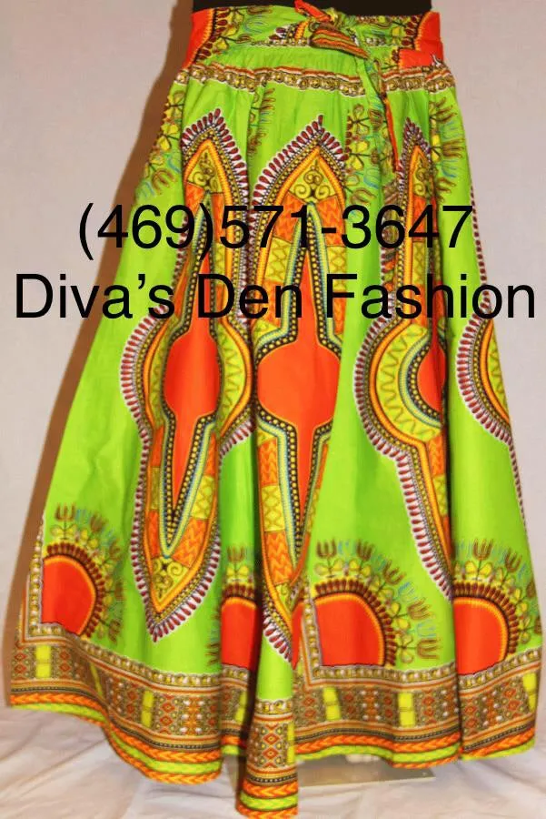 African Print Dashiki Maxi Skirt