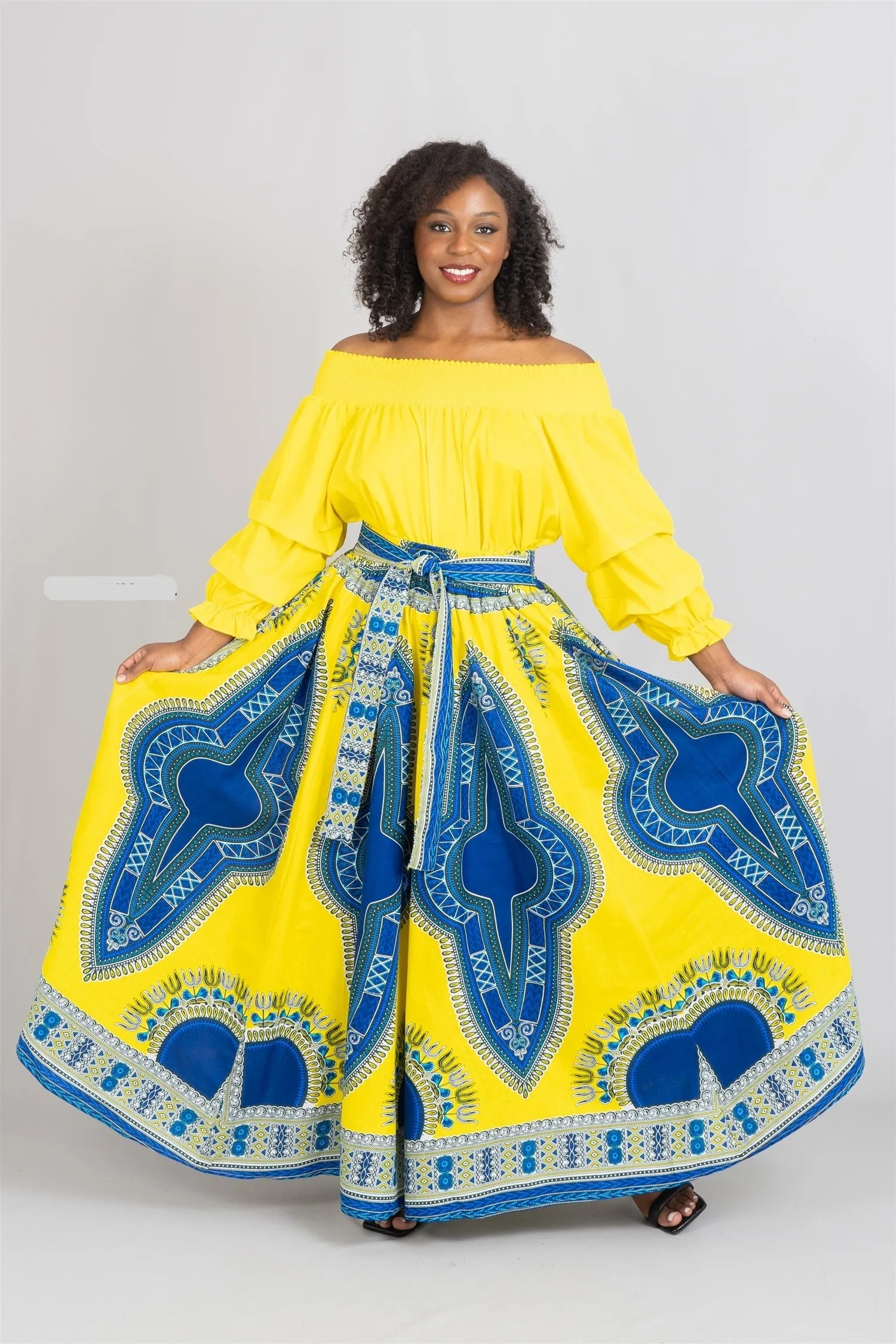 African Print Dashiki Maxi Skirt