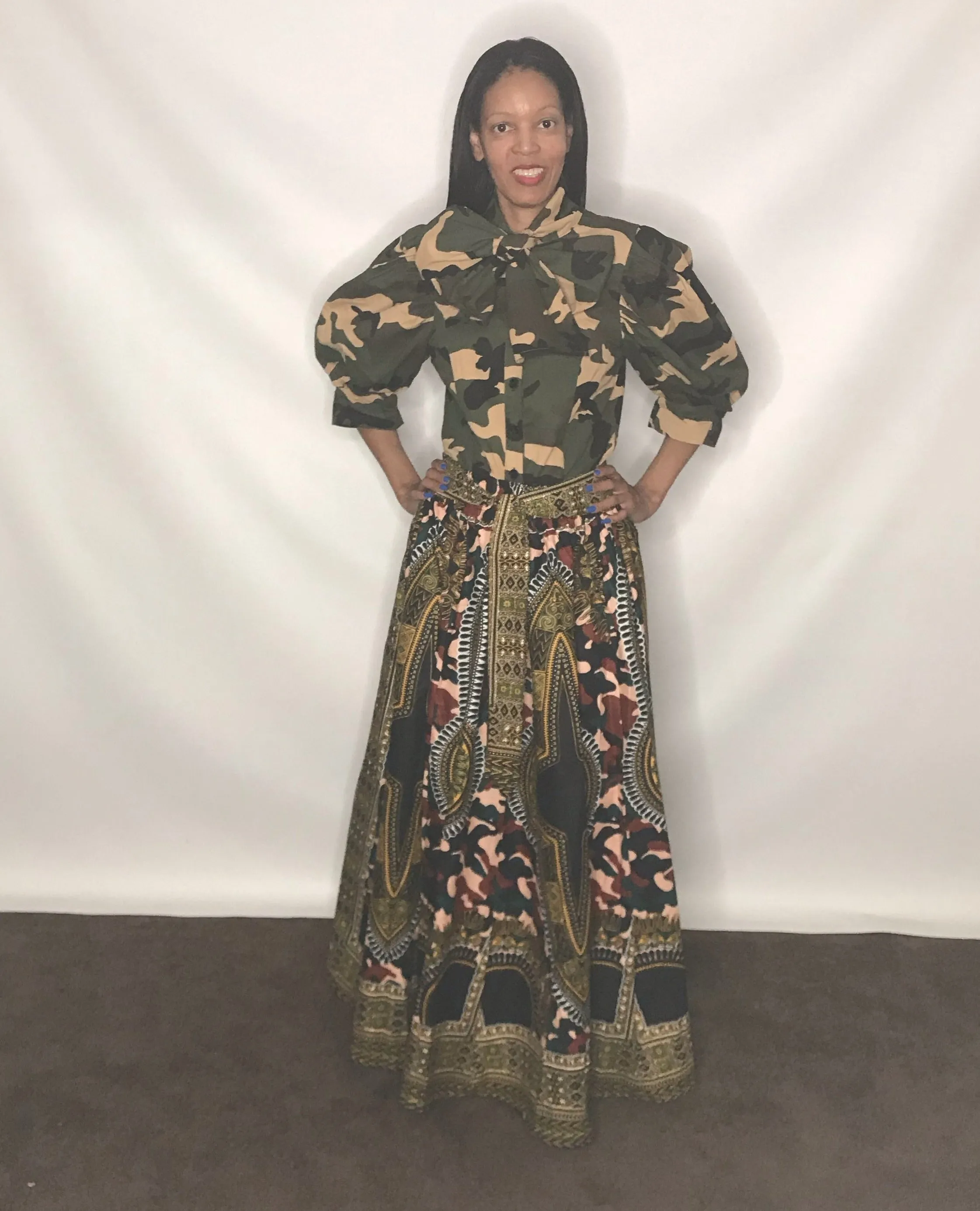 African Print Dashiki Maxi Skirt