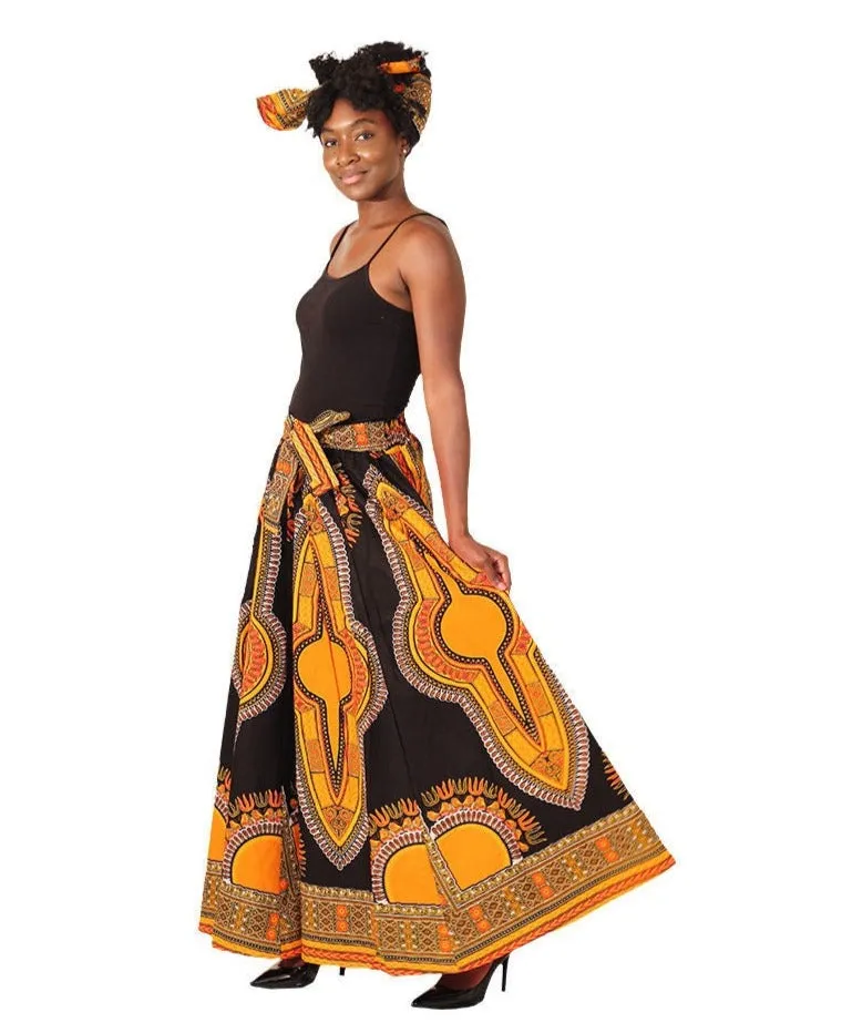 African Print Dashiki Maxi Skirt