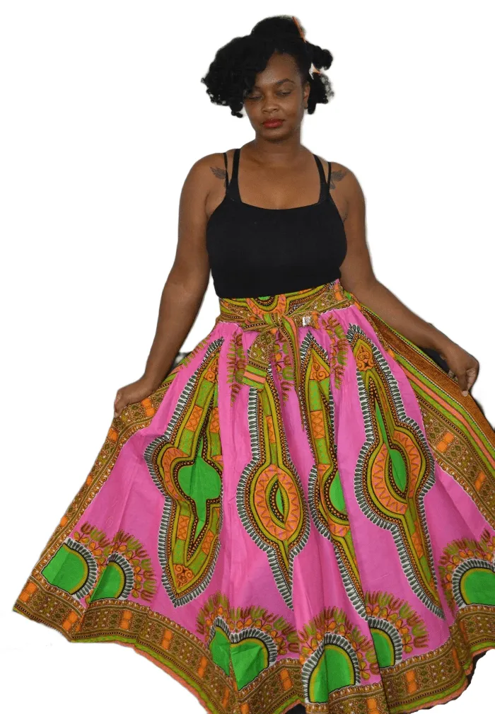 African Print Dashiki Maxi Skirt