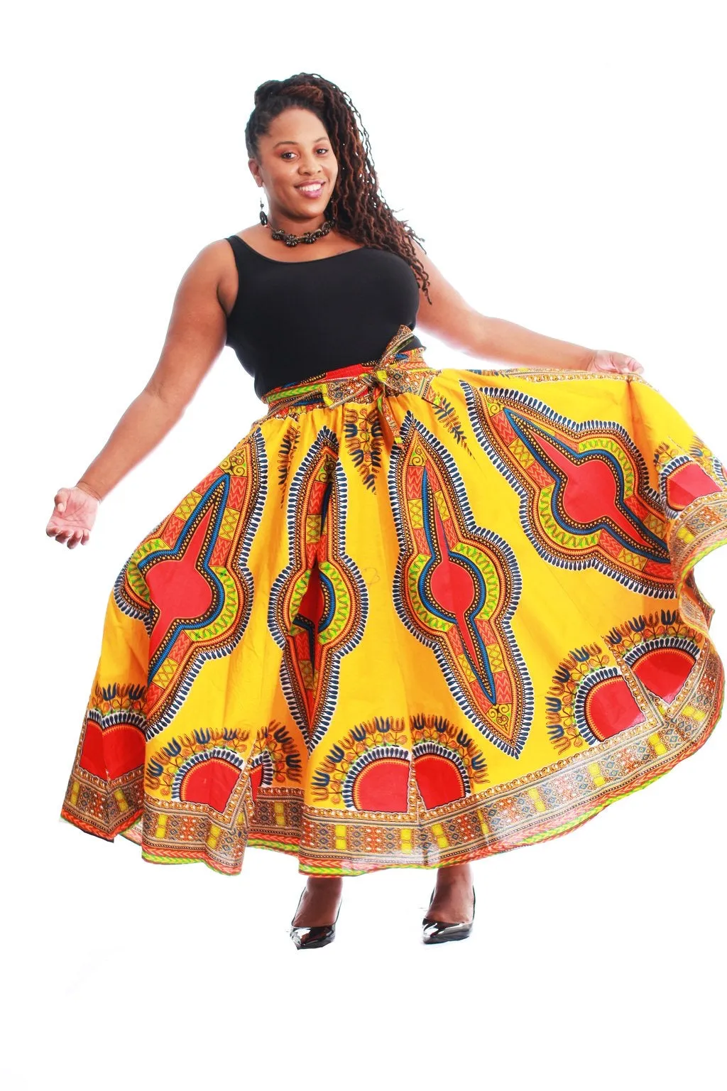 African Print Dashiki Maxi Skirt