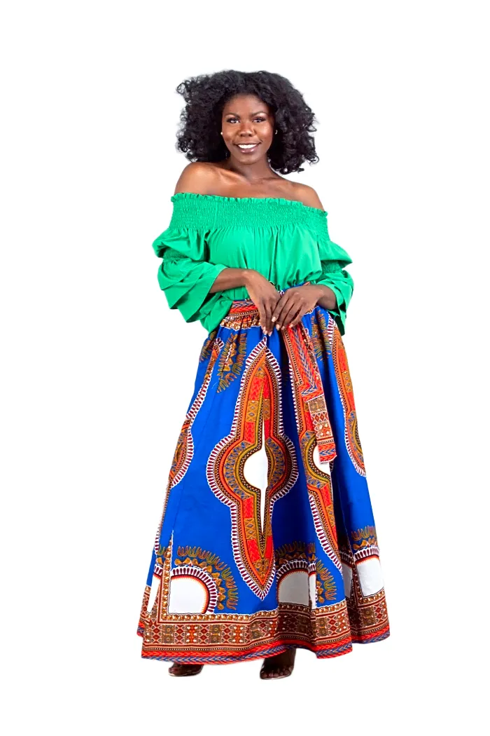African Print Dashiki Maxi Skirt