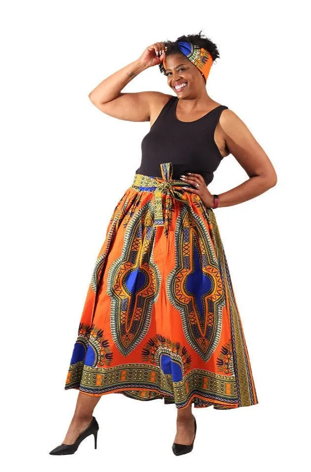 African Print Dashiki Maxi Skirt