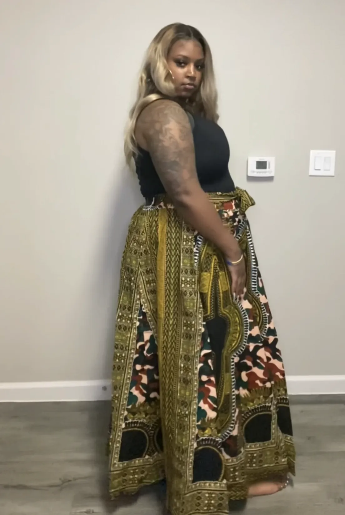 African Print Dashiki Maxi Skirt