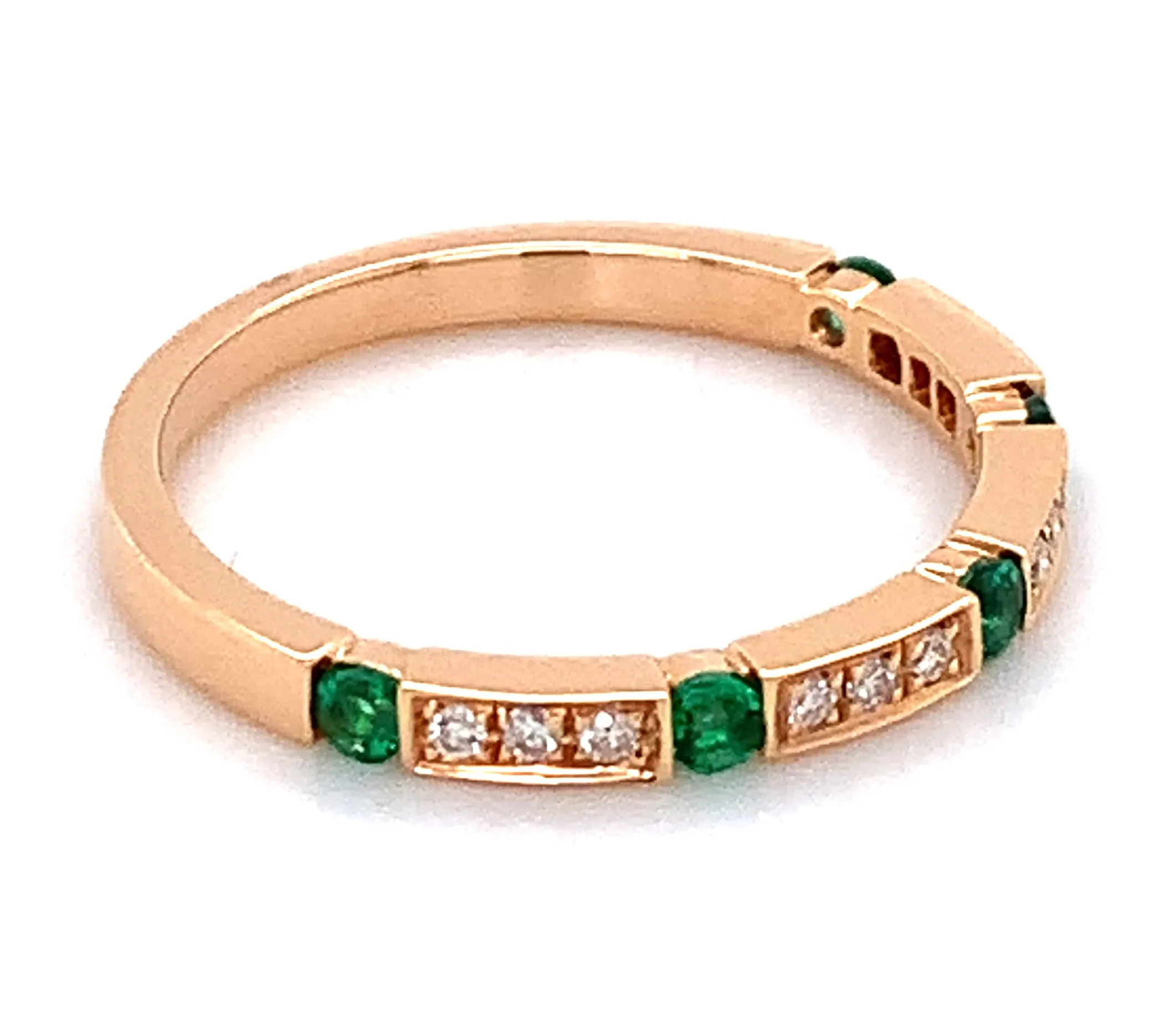 Alternating Diamond And Emerald Band Ring.