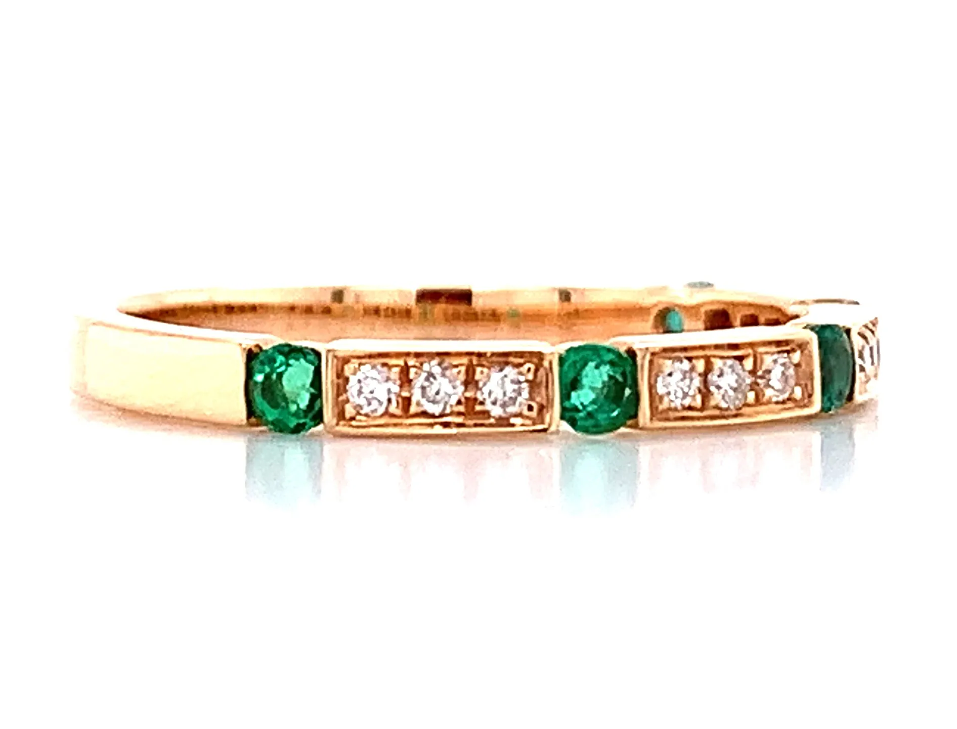 Alternating Diamond And Emerald Band Ring.