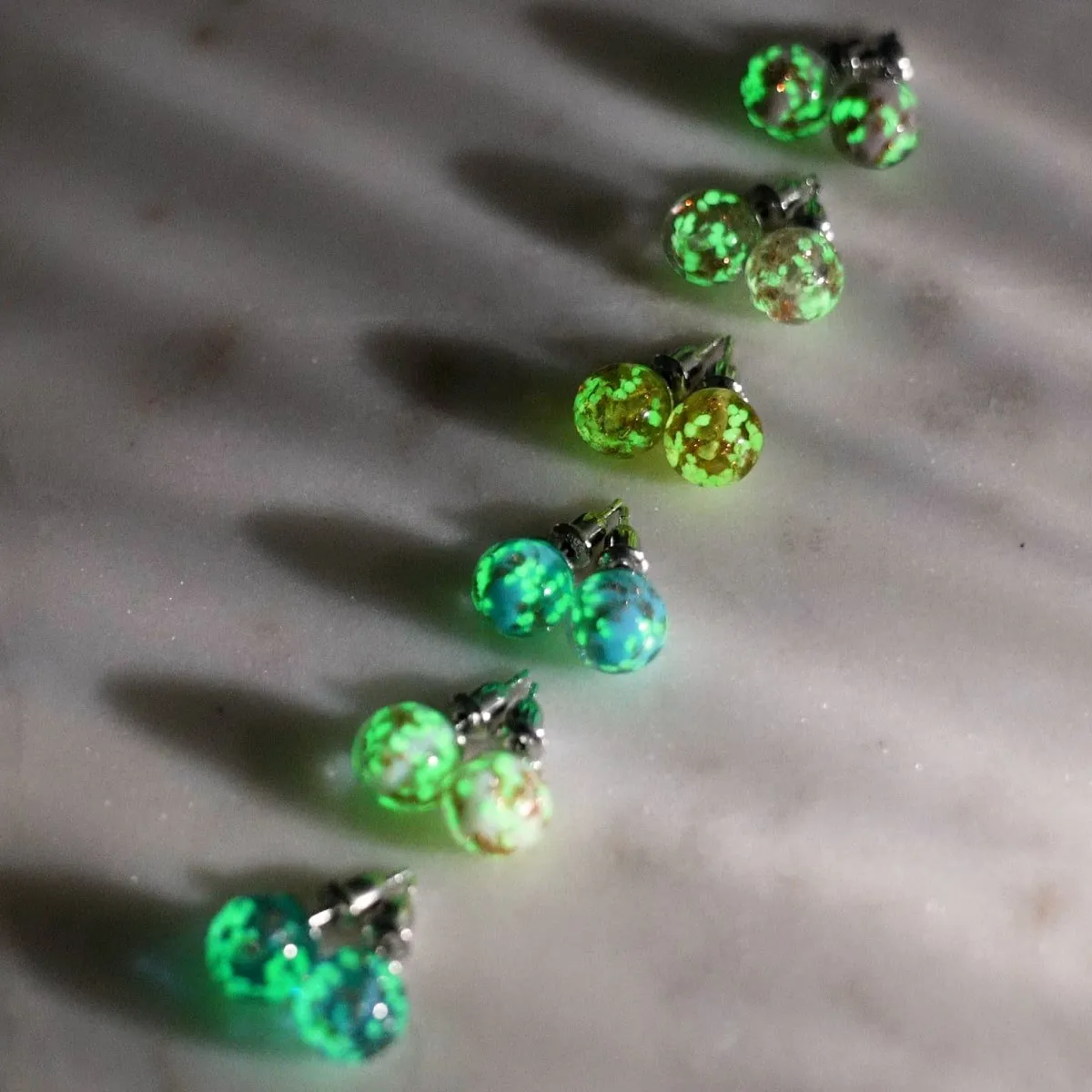 Amber | .925 Sterling Silver | Firefly Glass Stud Earrings