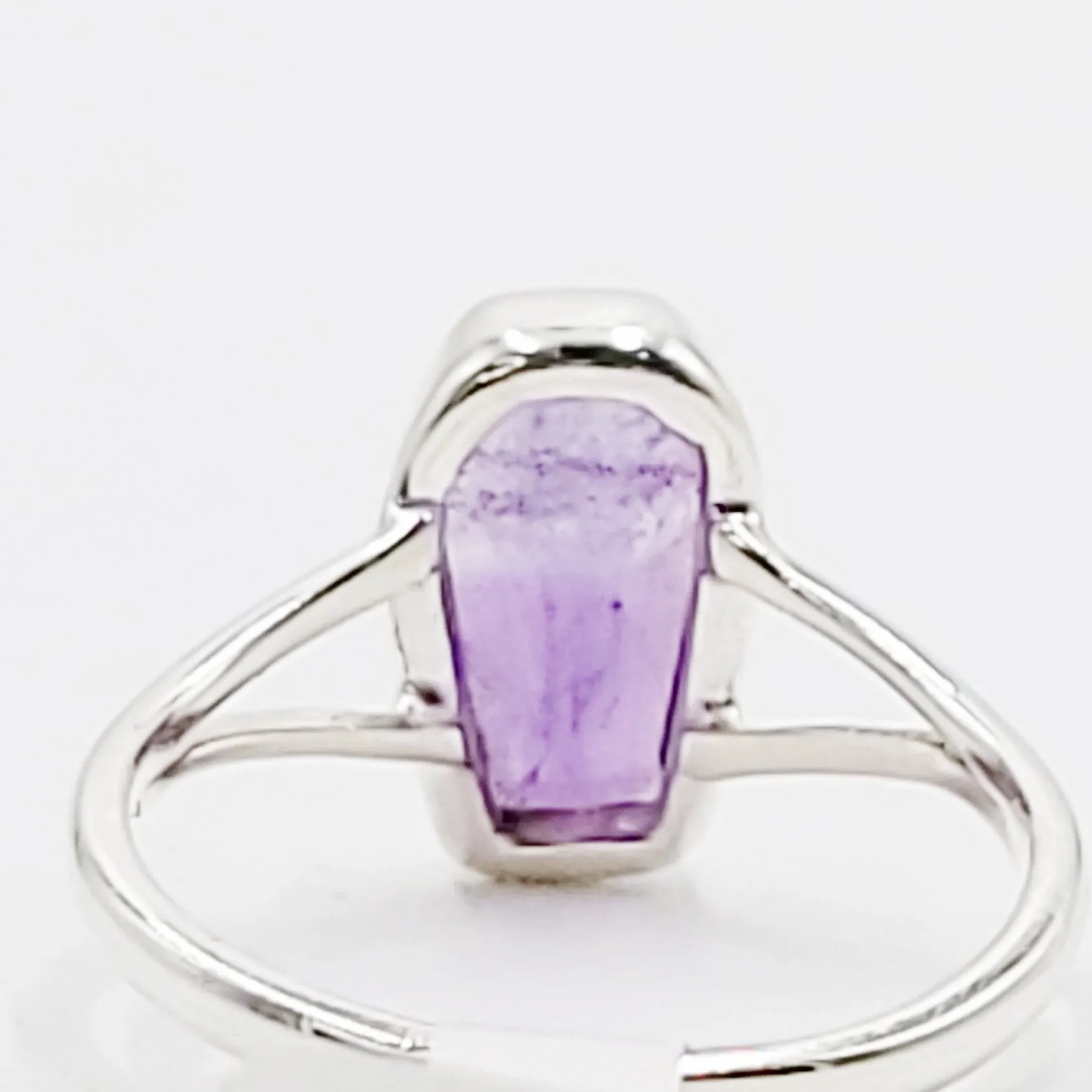 Amethyst Coffin Ring Sterling Silver Size 8