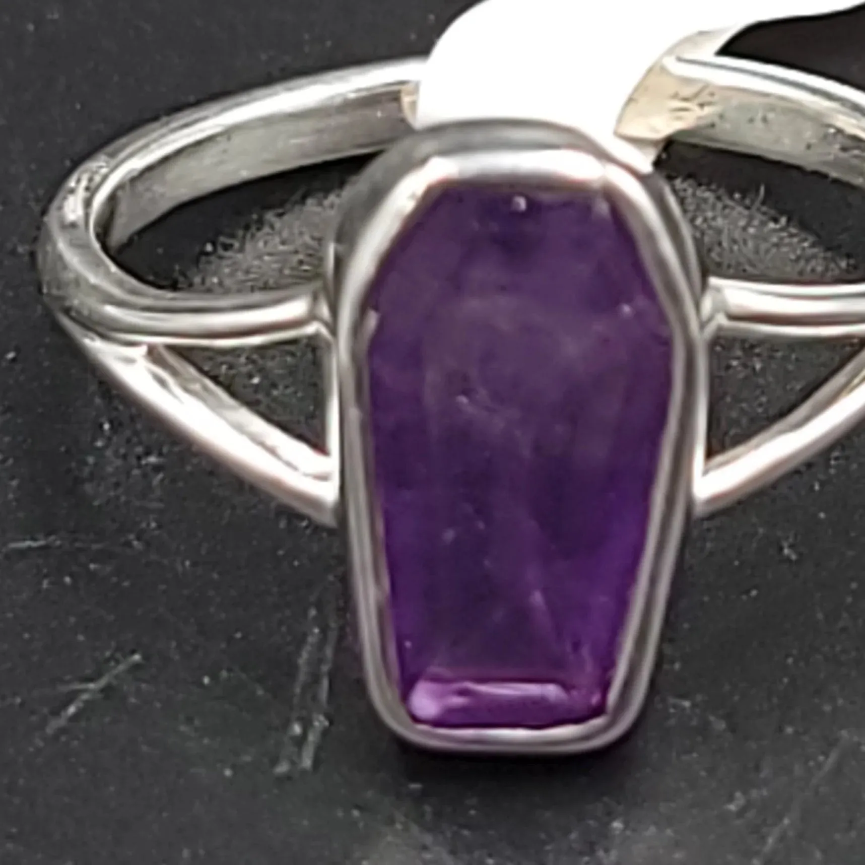 Amethyst Coffin Ring Sterling Silver Size 8