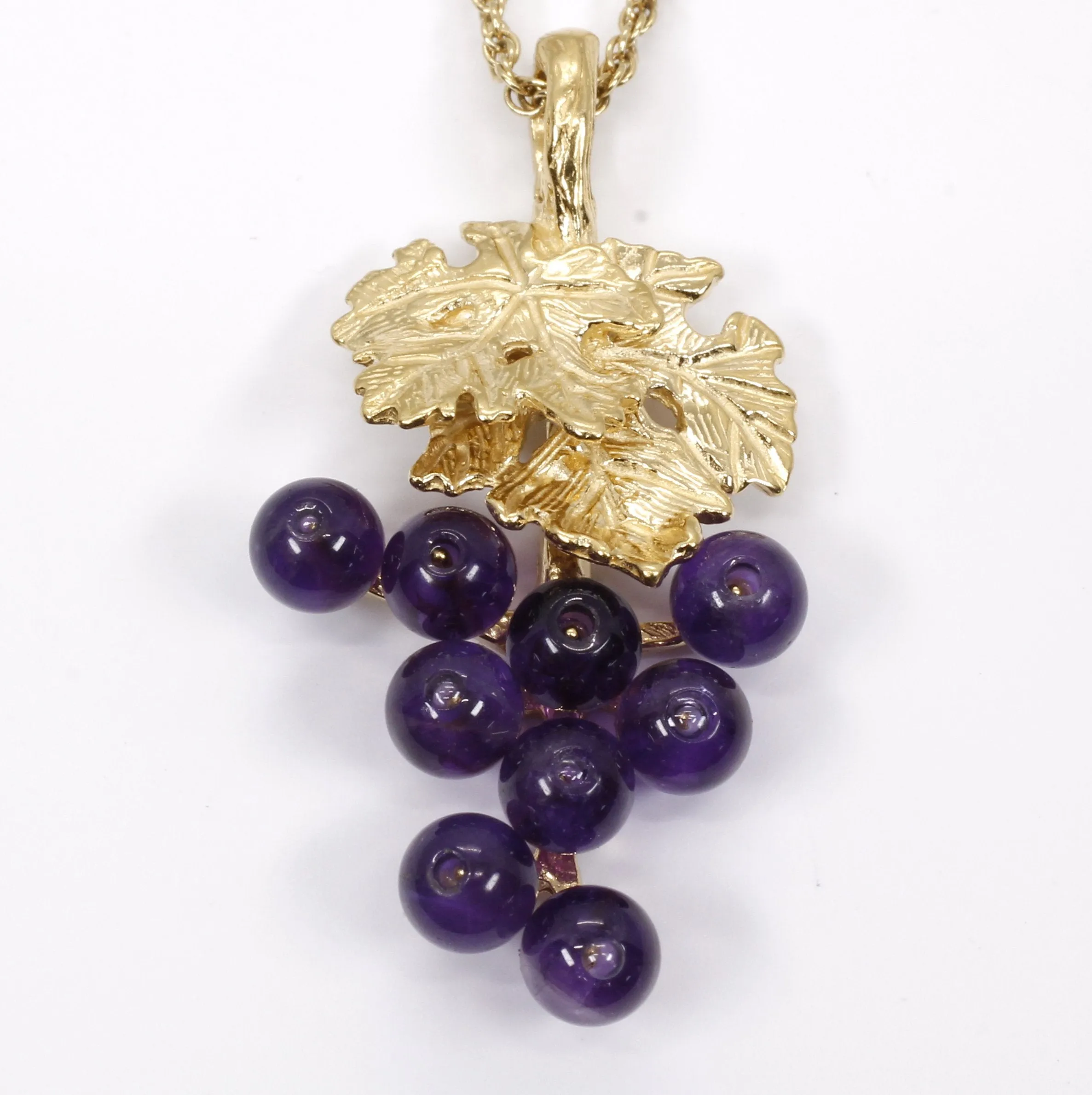 Amethyst Grape Cluster Necklace made in 14kt Gold Vermeil for wine lover gift