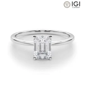 Angelica Emerald Lab Grown Diamond Solitaire Engagement Ring IGI Certified
