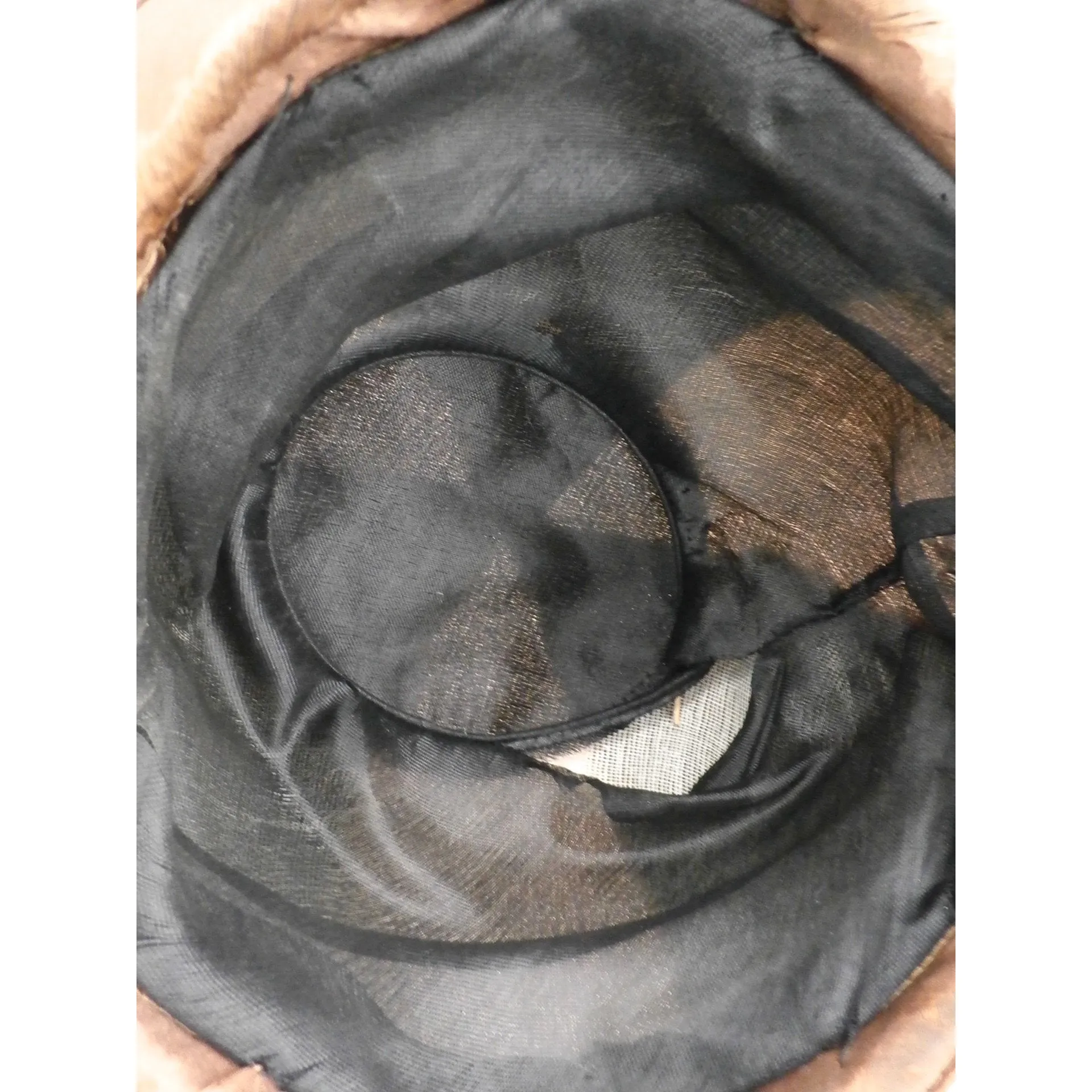 Antique 1920s CLoche Hat Copper Colored Silk Velvet & Taffeta Large