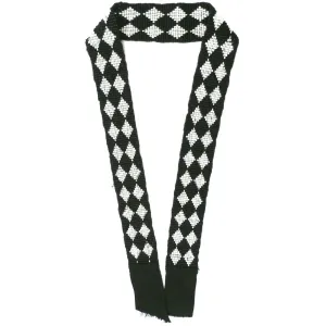 Antique Beadwork Trim Black & White Art Deco Era Harlequin Pattern