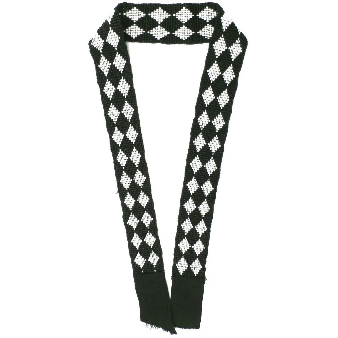 Antique Beadwork Trim Black & White Art Deco Era Harlequin Pattern