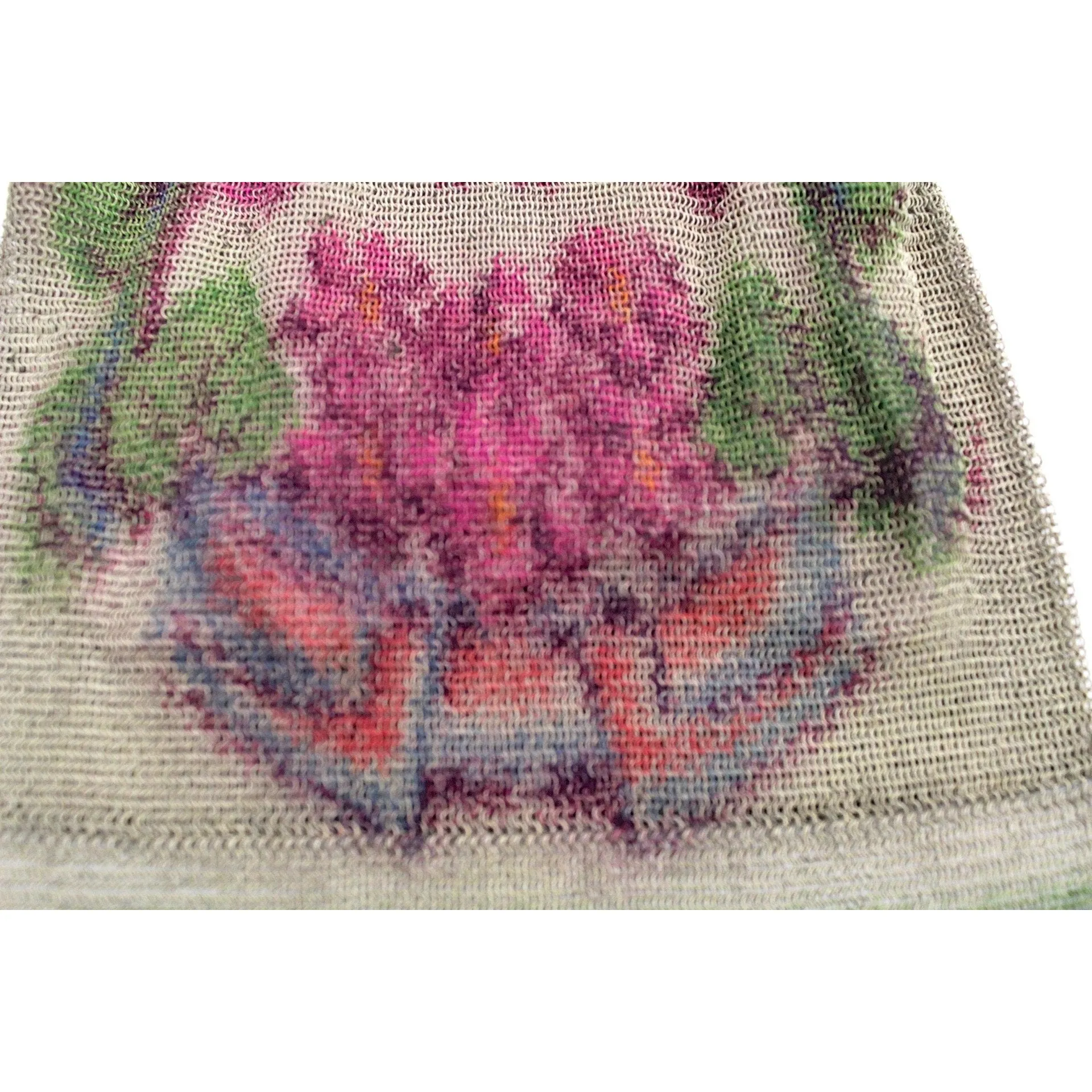 Antique Fine Mesh Purse Floral 1920s Art Deco Large Gold Deco Frame Pointed Hem