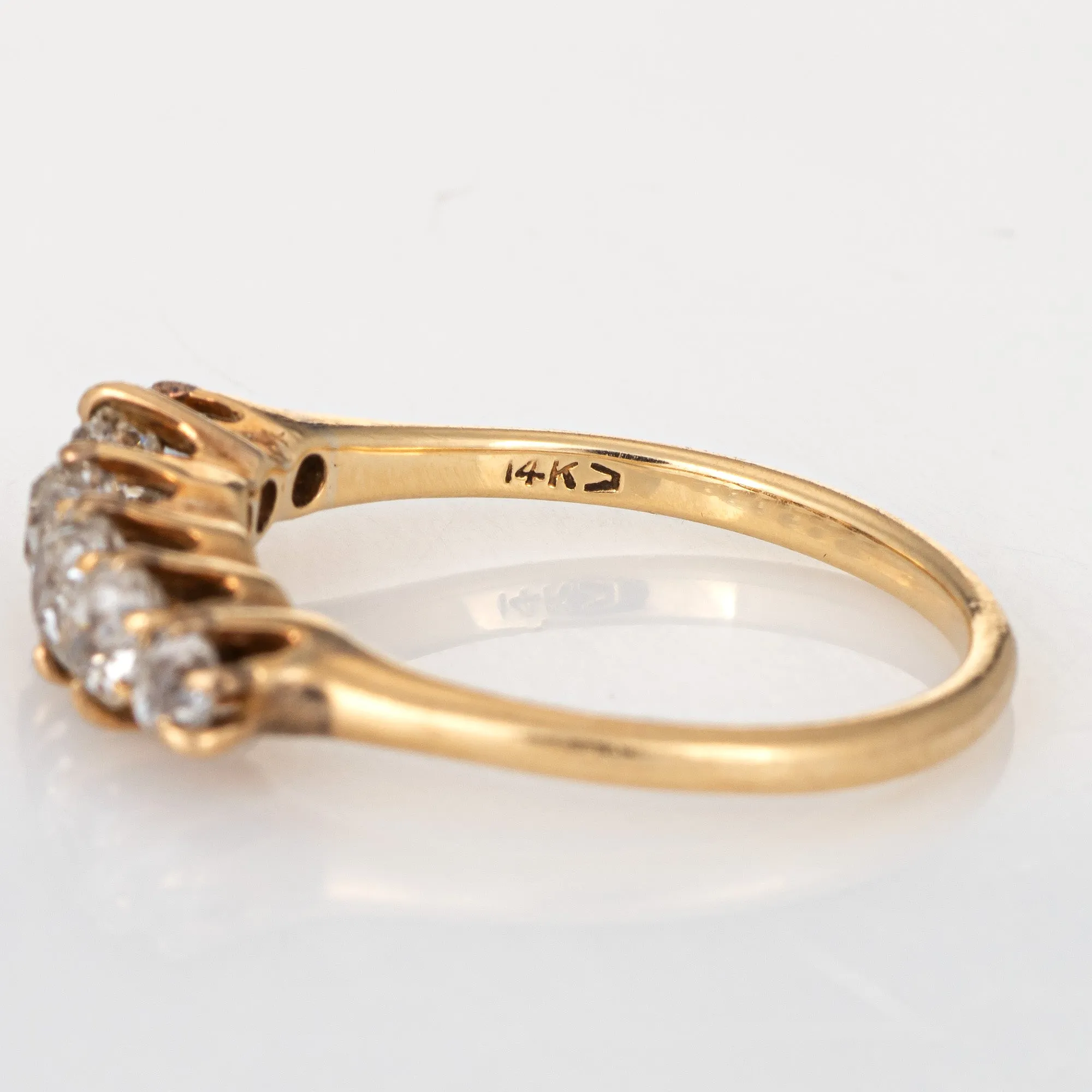 Antique Victorian Diamond Anniversary Ring 14k Yellow Gold Old Mine Six Stone 6