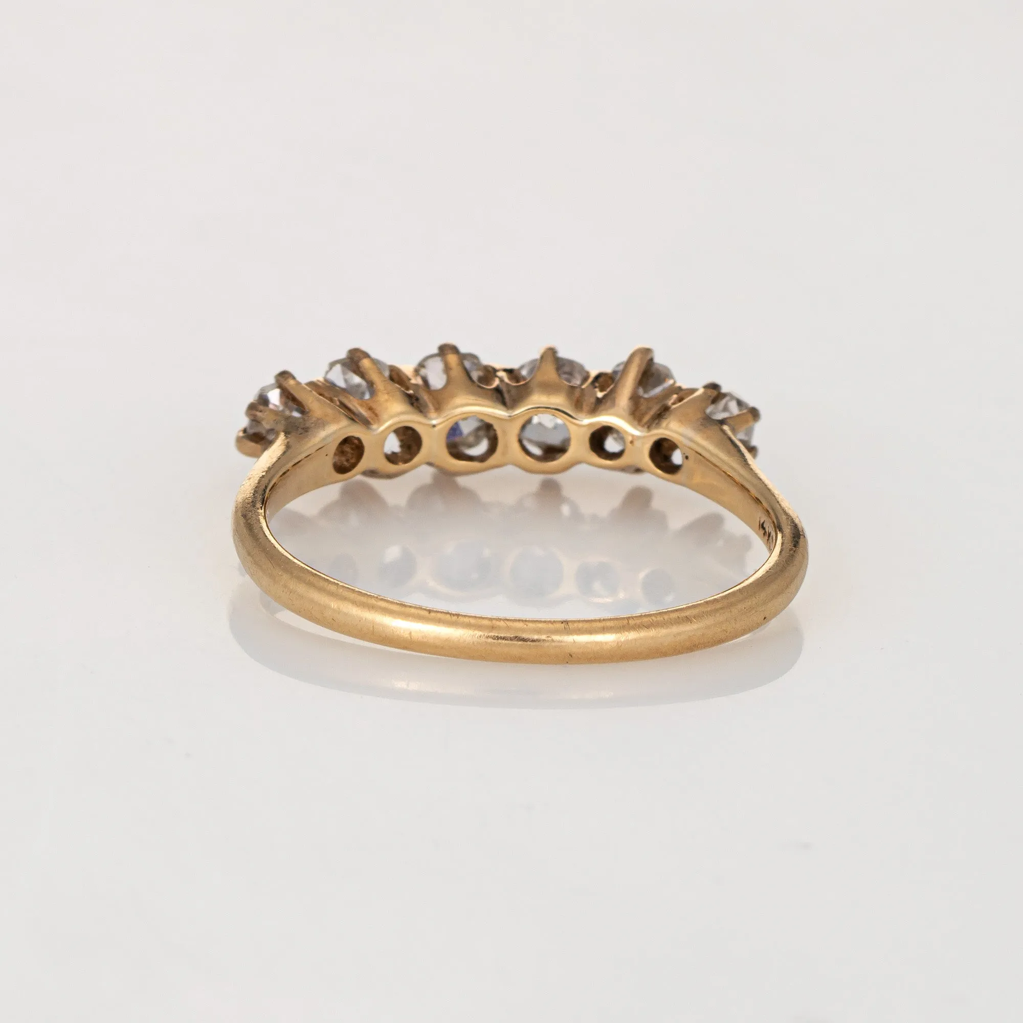 Antique Victorian Diamond Anniversary Ring 14k Yellow Gold Old Mine Six Stone 6