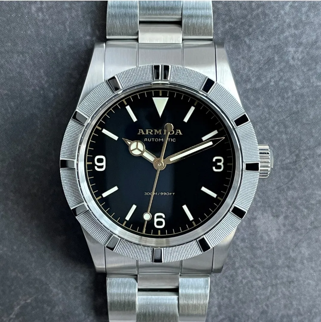 Armida A6 36mm gilt printing and hands engine bezel Watch