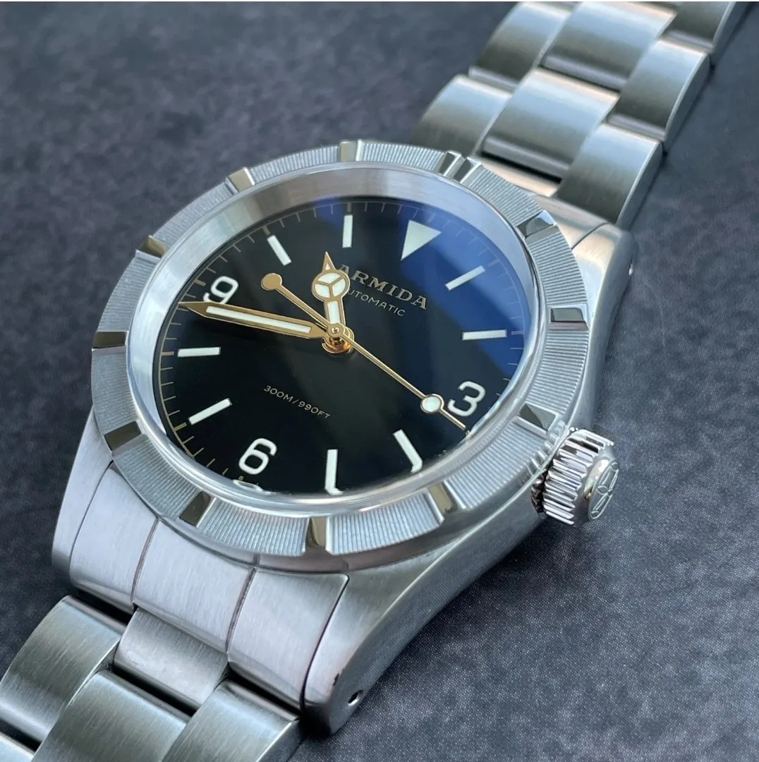 Armida A6 36mm gilt printing and hands engine bezel Watch