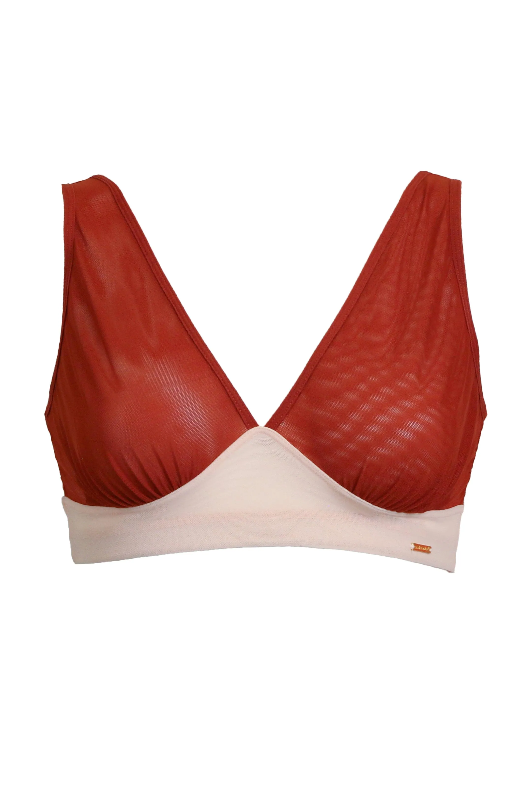 Asha Mesh Plunge Bralette - Terracotta/Blush