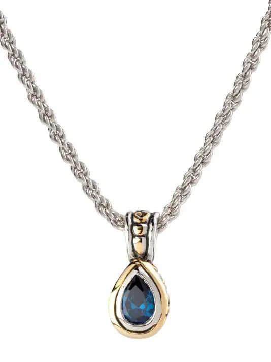 Beijos Collection - 9x6mm CZ Pear Bezel Set Pendant Necklace