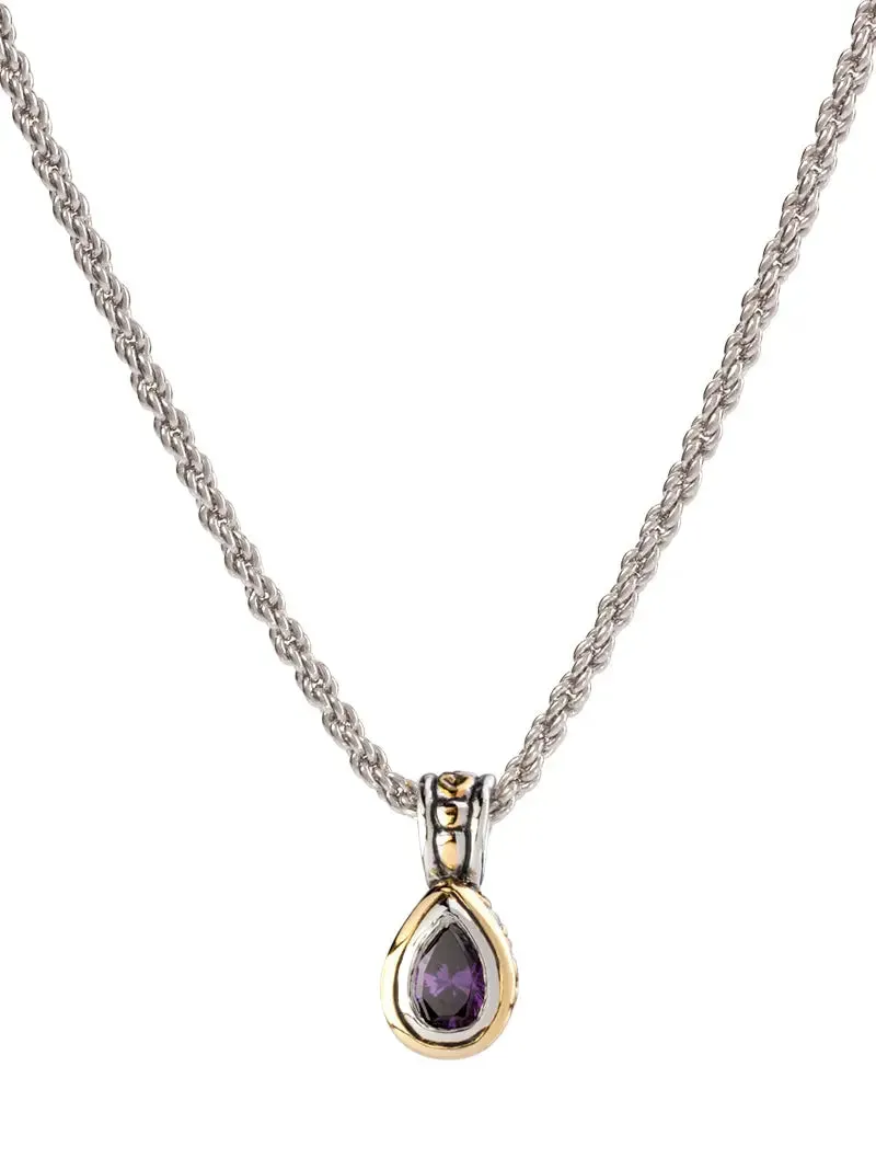 Beijos Collection - 9x6mm CZ Pear Bezel Set Pendant Necklace
