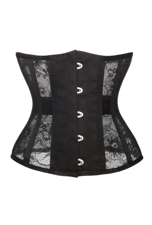 Black Steel Boned Sheer Lace Under-Bust Corset