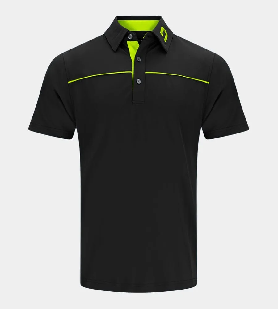 BLOCK PIQUE POLO - BLACK