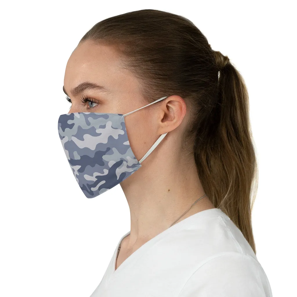 Blue Gray Camo Printed Cloth Fabric Face Mask Light Colored Camouflage Army Military
