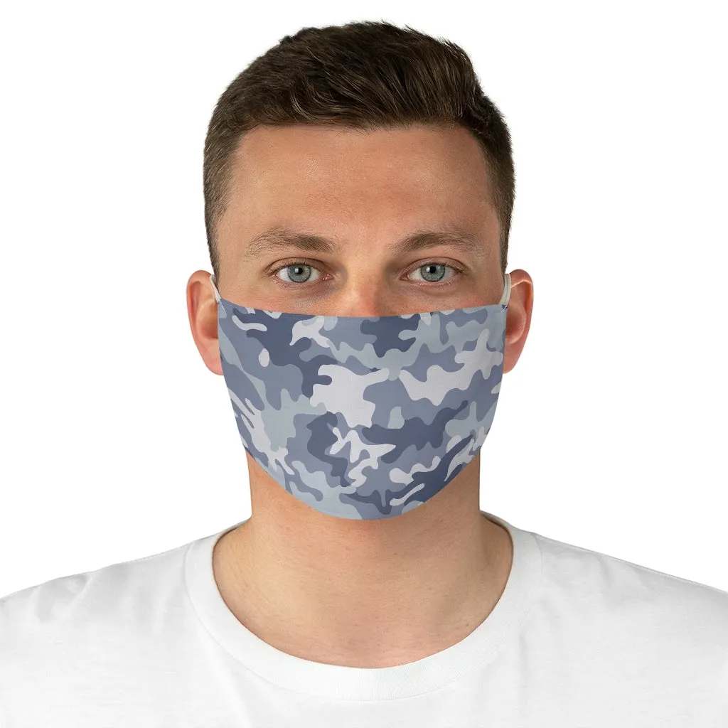 Blue Gray Camo Printed Cloth Fabric Face Mask Light Colored Camouflage Army Military
