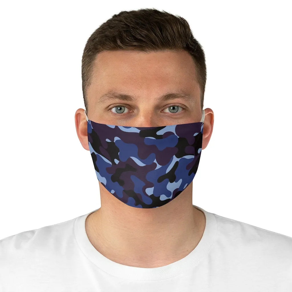 Blue, Purple and Black Camo Printed Cloth Fabric Face Mask Colorful Camouflage