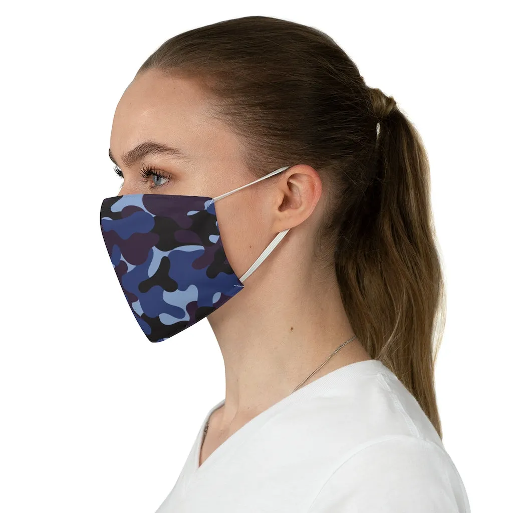 Blue, Purple and Black Camo Printed Cloth Fabric Face Mask Colorful Camouflage