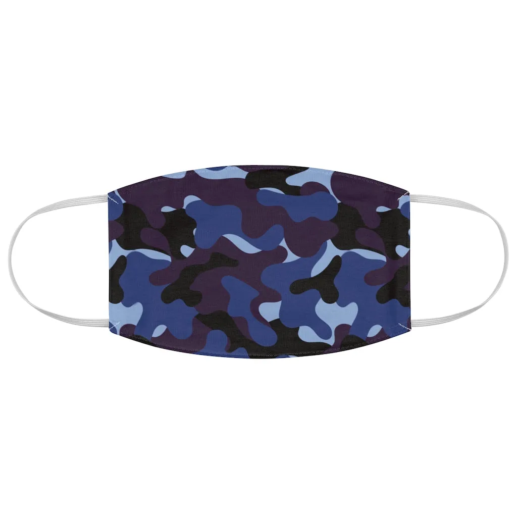 Blue, Purple and Black Camo Printed Cloth Fabric Face Mask Colorful Camouflage